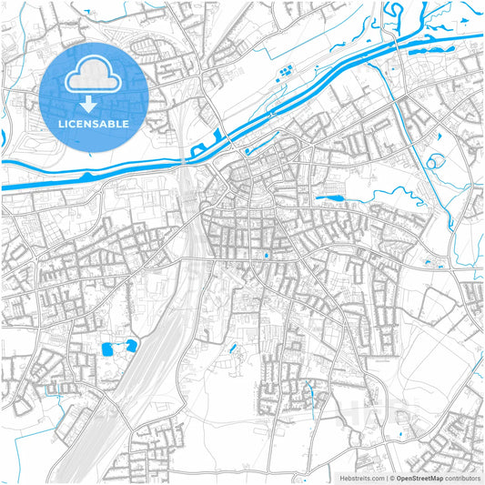 Hamm, North Rhine-Westphalia, Germany, city map with high resolution roads.