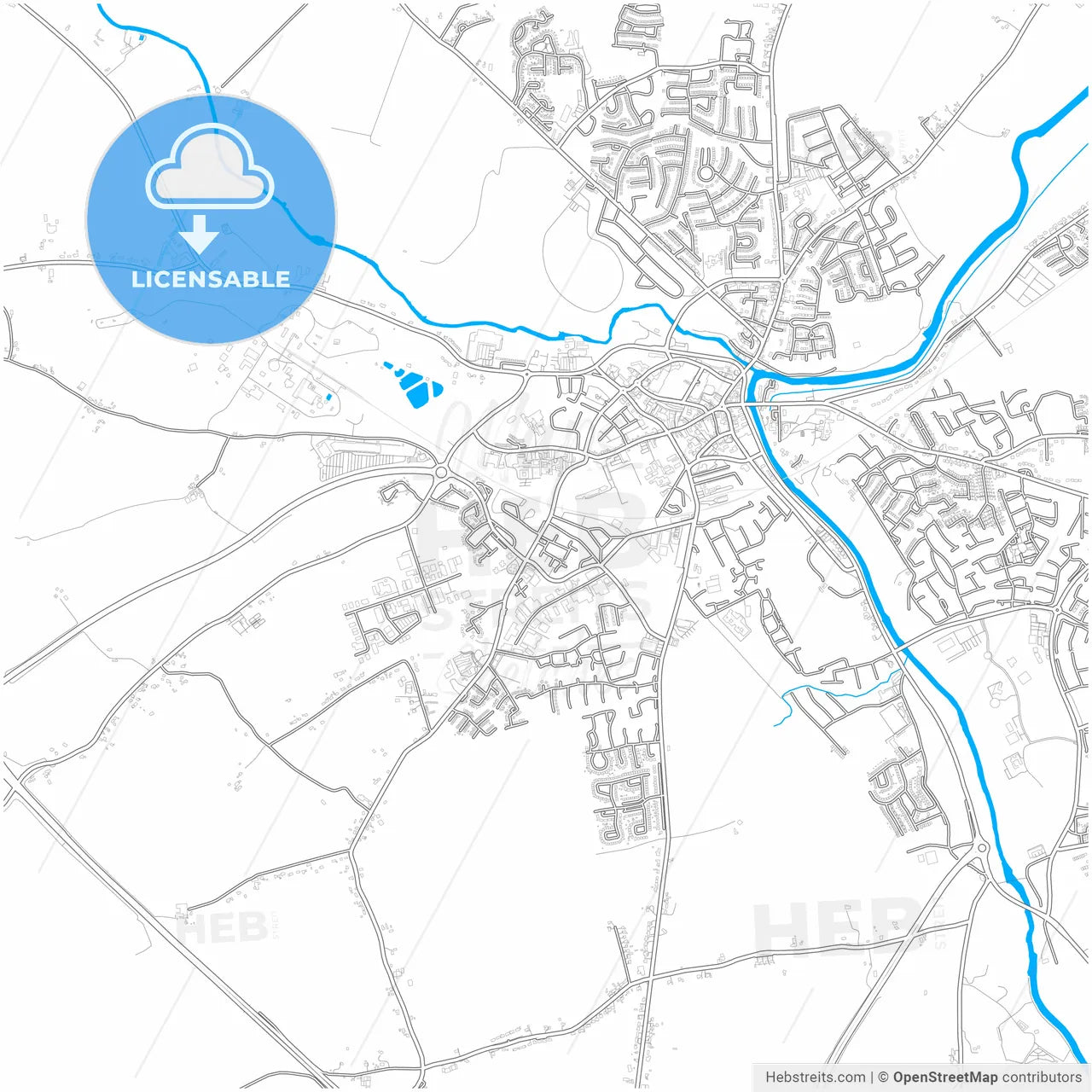 Navan, County Meath, Ireland, City Map With High Resolution Roads ...