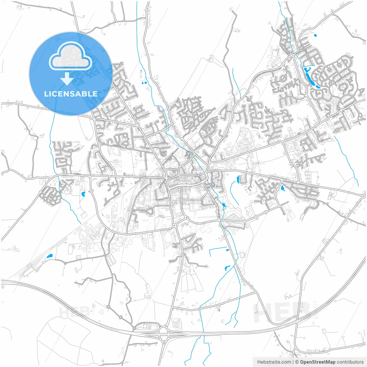 Port Laoise, County Laois, Ireland, city map with high resolution roads.