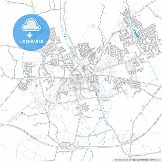 Port Laoise, County Laois, Ireland, city map with high resolution roads.