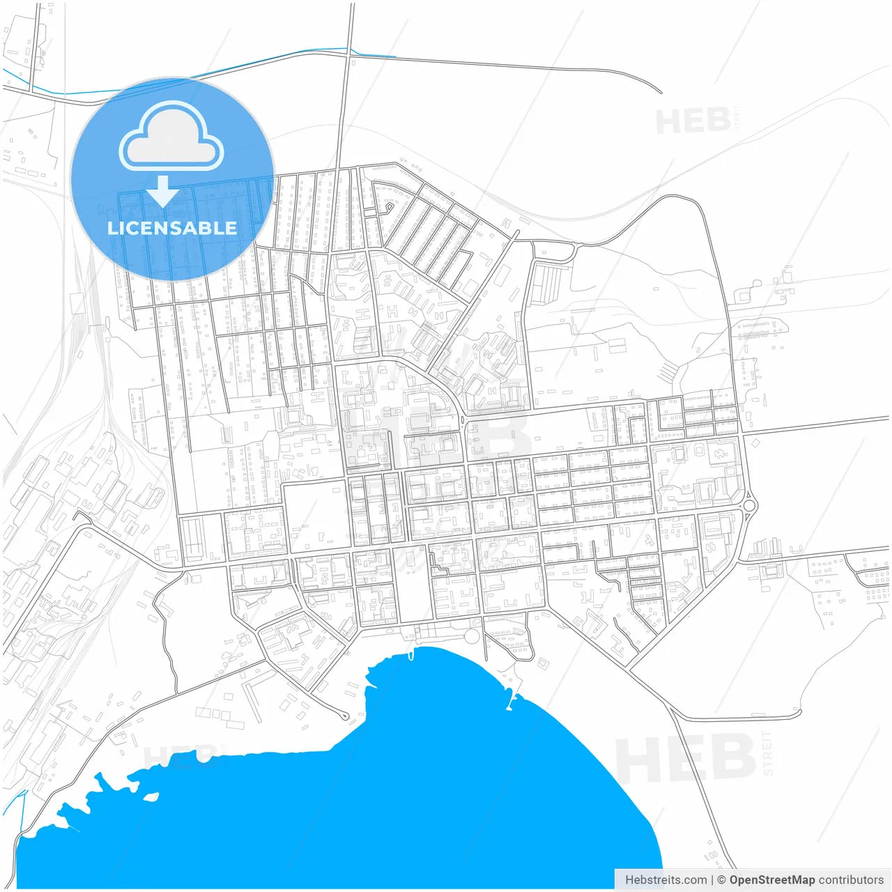 Balqash, Karagandy Province, Kazakhstan, city map with high resolution roads.