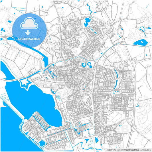 Bergen op Zoom, North Brabant, Netherlands, city map with high resolution roads.