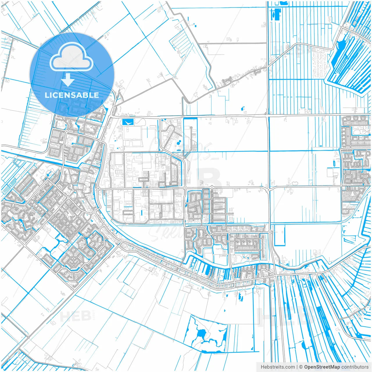 De Ronde Venen, Utrecht, Netherlands, city map with high resolution roads.