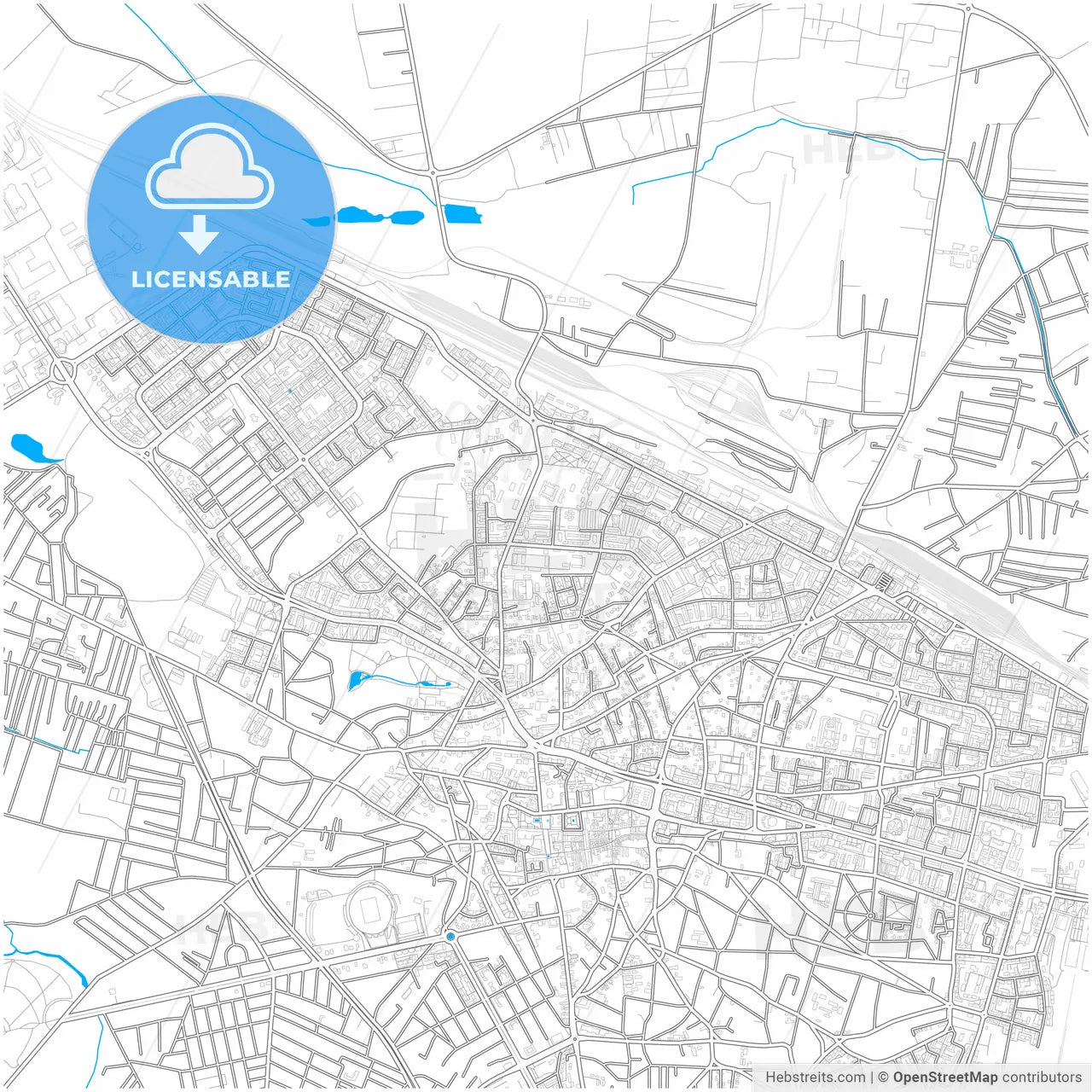 Craiova, Dolj, Romania, city map with high resolution roads.