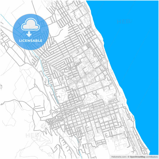 Derbent, Republic of Dagestan, Russia, city map with high resolution roads.