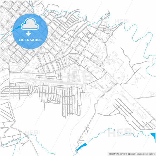 Bugulma, Republic of Tatarstan, Russia, city map with high resolution roads.