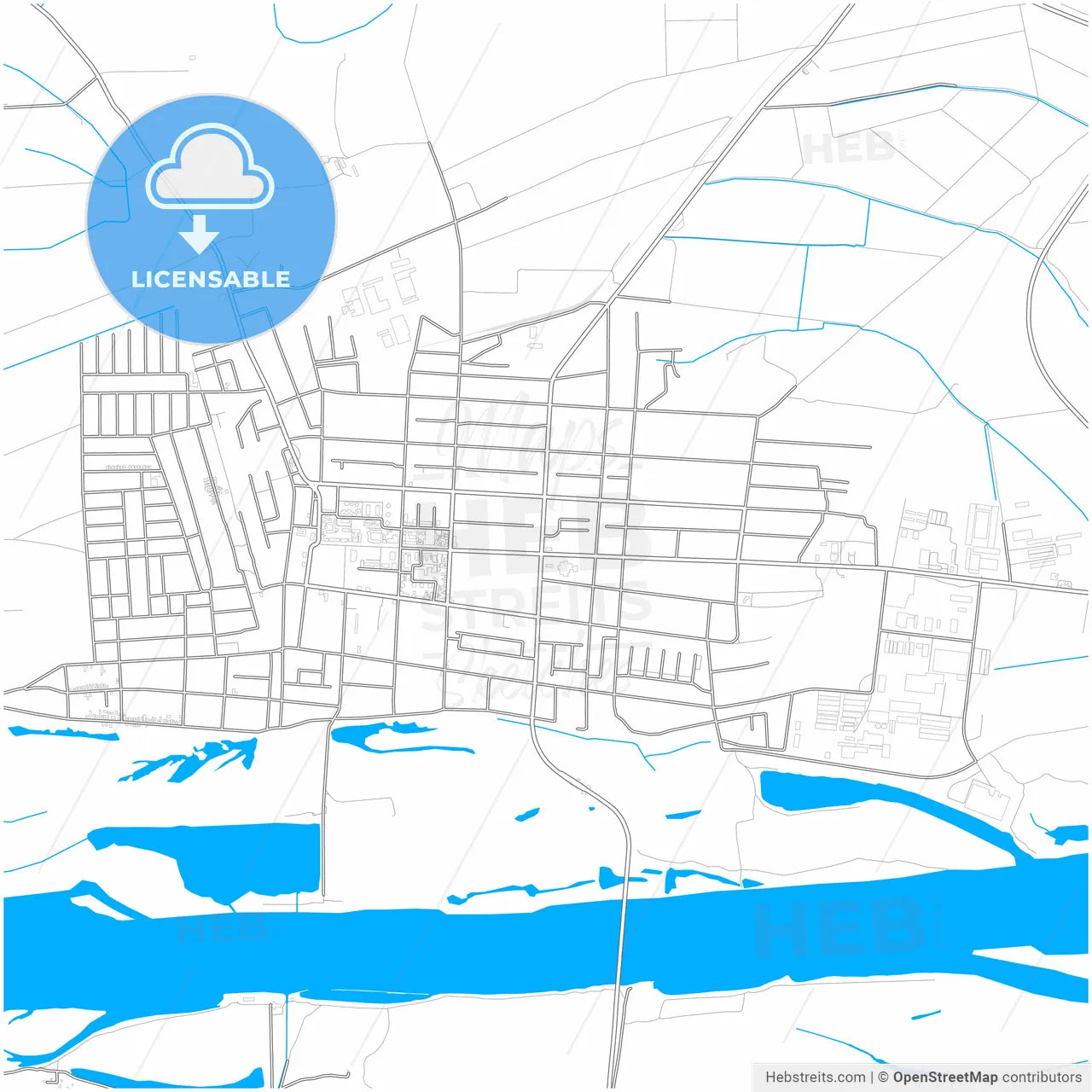 Bačka Palanka, South Bačka, Serbia, city map with high resolution roads.