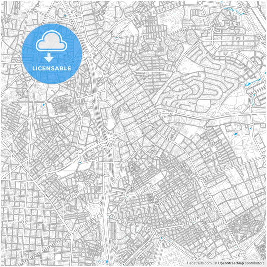 Ciudad Lineal, Madrid, Spain, city map with high resolution roads.