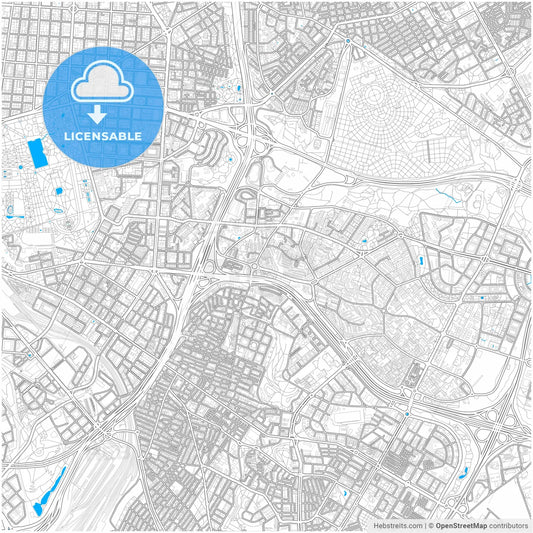 Moratalaz, 28030 Madrid, Spain, city map with high resolution roads.