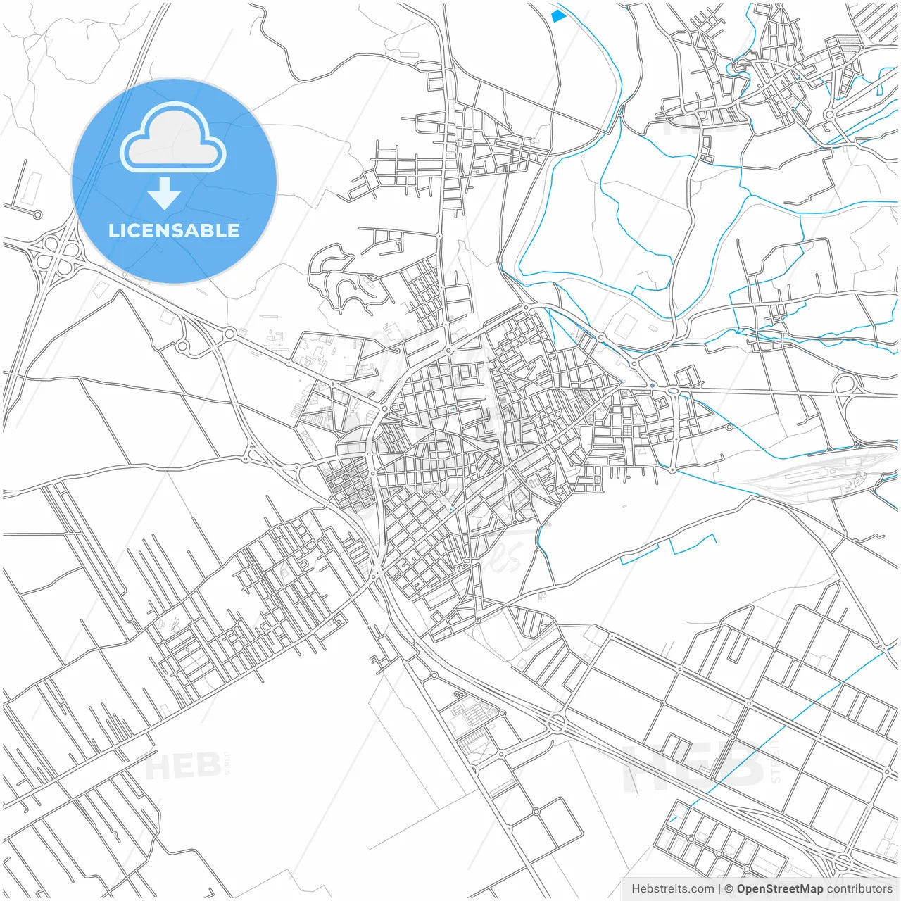 Alcantarilla, Murcia, Spain, city map with high resolution roads.