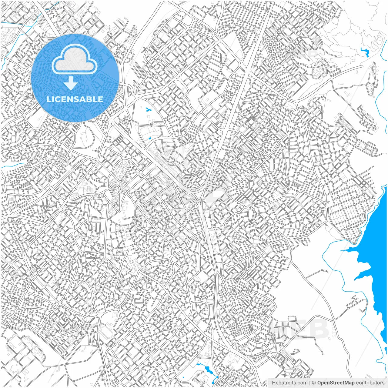 Denizli, Denizli, Turkey, city map with high resolution roads.