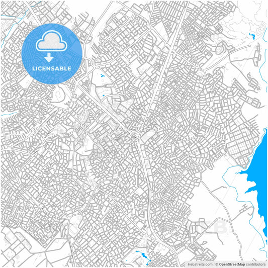Denizli, Denizli, Turkey, city map with high resolution roads.