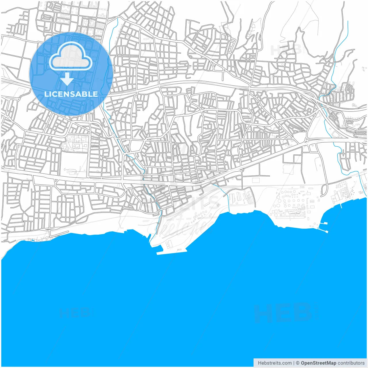 Derince, Kocaeli, Turkey, city map with high resolution roads.