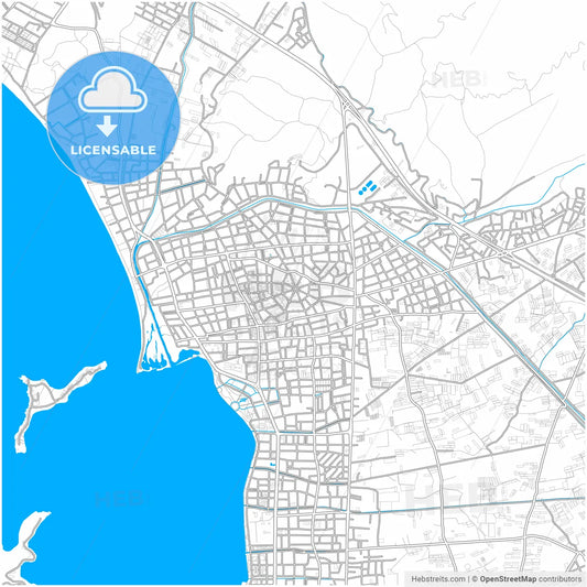 Fethiye, Muğla, Turkey, city map with high resolution roads.
