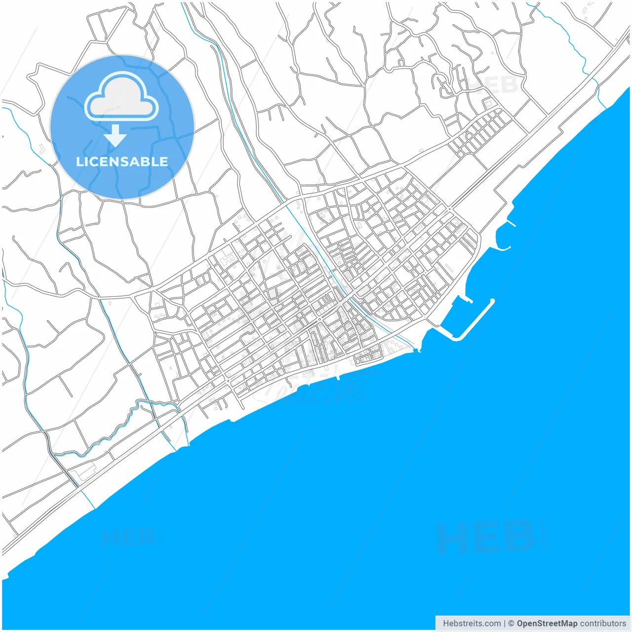 Erdemli, Mersin, Turkey, city map with high resolution roads.