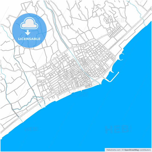 Erdemli, Mersin, Turkey, city map with high resolution roads.