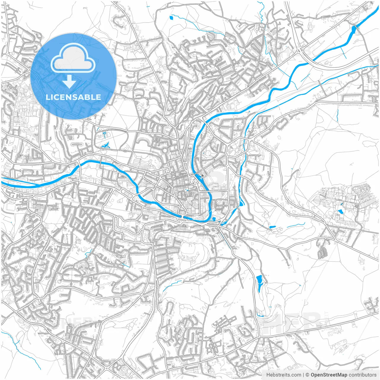 Bath, South West England, England, city map with high resolution roads.