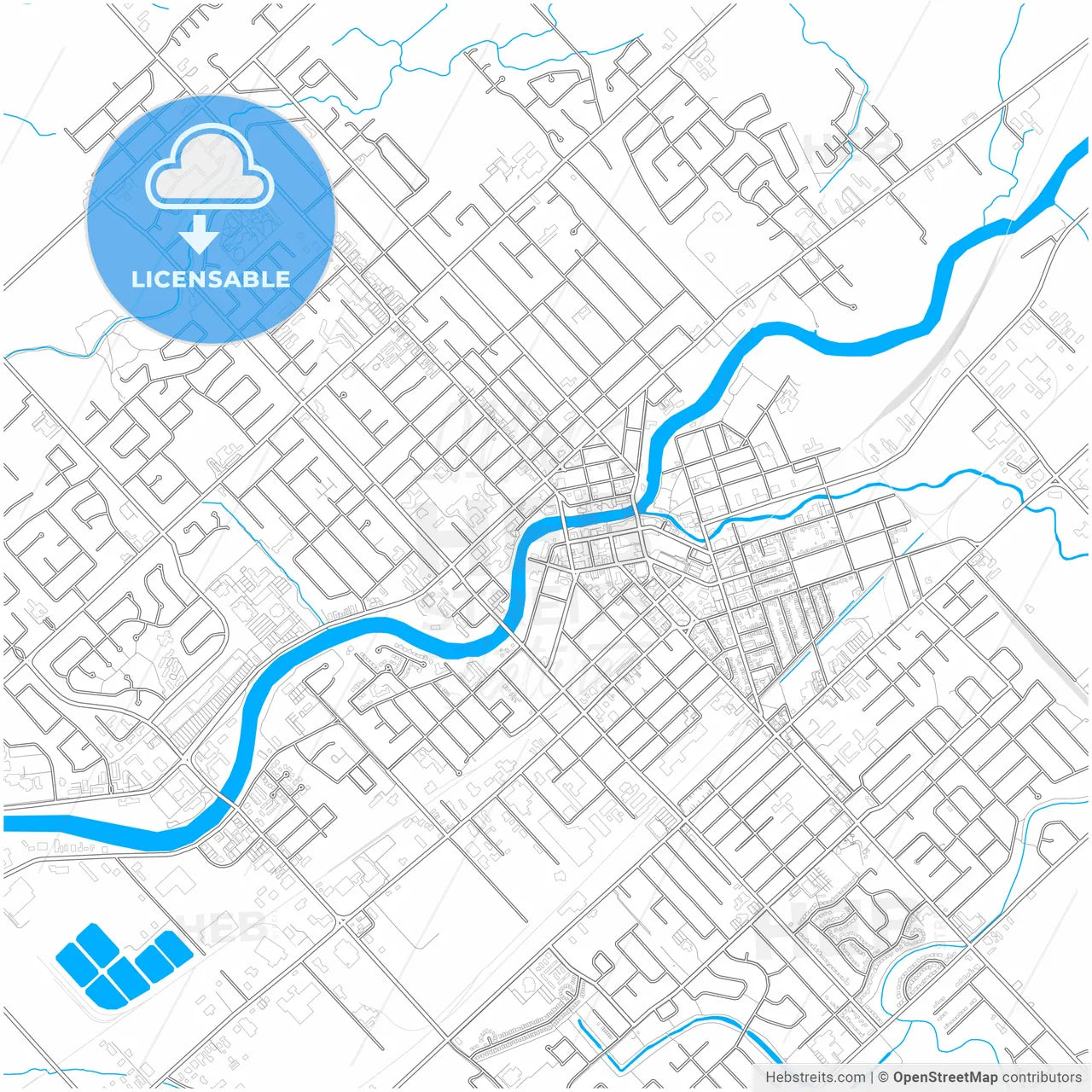 Chatham-Kent, Ontario, Canada, city map with high resolution roads.