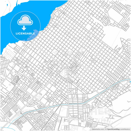 La Paz, Baja California Sur, Mexico, city map with high resolution roads.