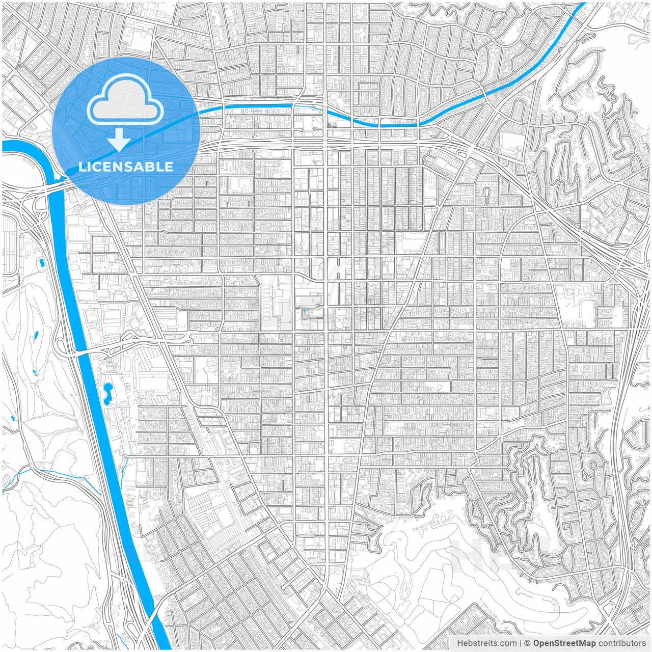 Glendale, California, United States, city map with high resolution roads.