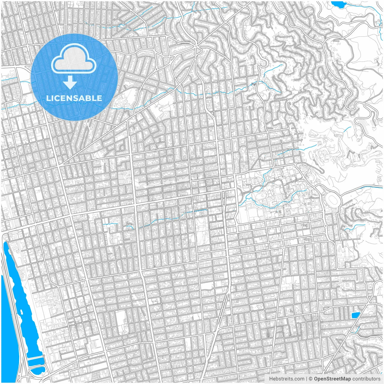 Berkeley, California, United States, city map with high resolution roads.