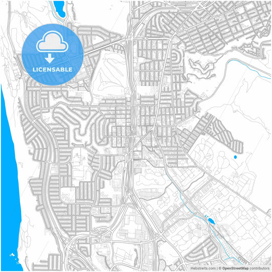 Daly City, California, United States, city map with high resolution roads.
