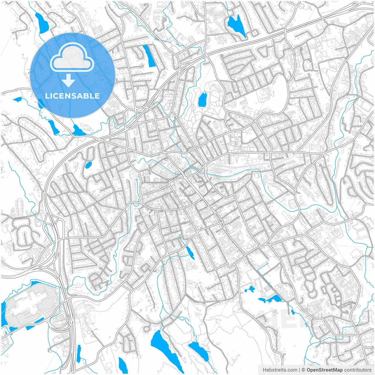 Danbury, Connecticut, United States, city map with high resolution roads.