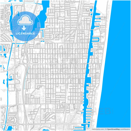 Delray Beach, Florida, United States, city map with high resolution roads.