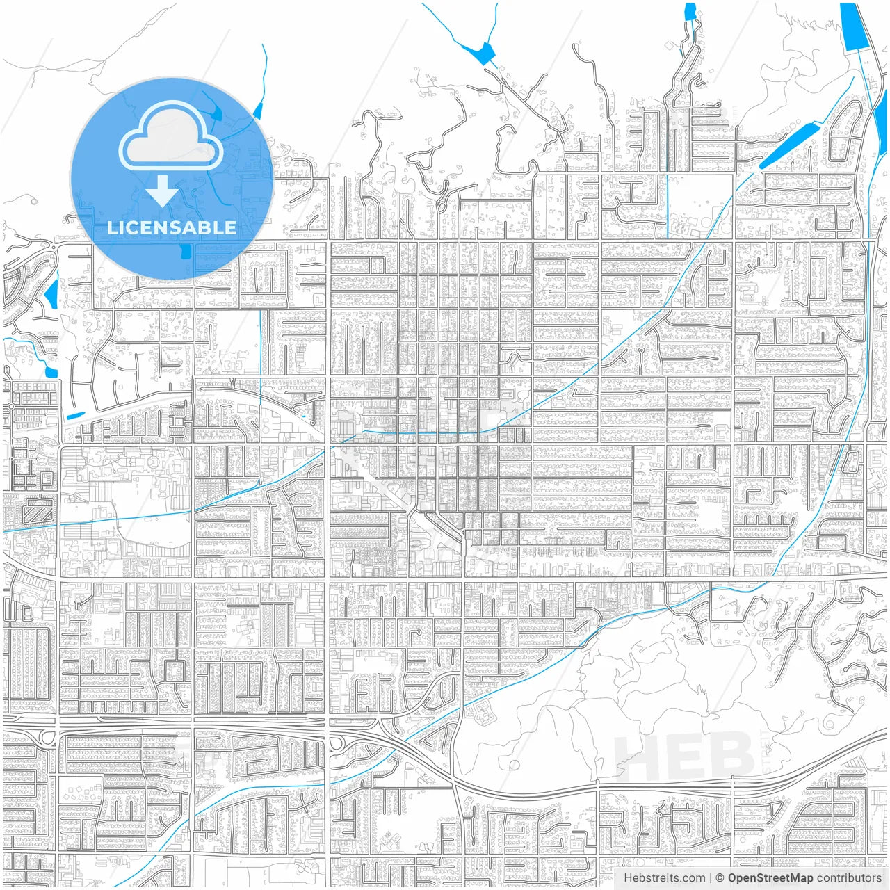 Glendora, California, United States, city map with high resolution roads.