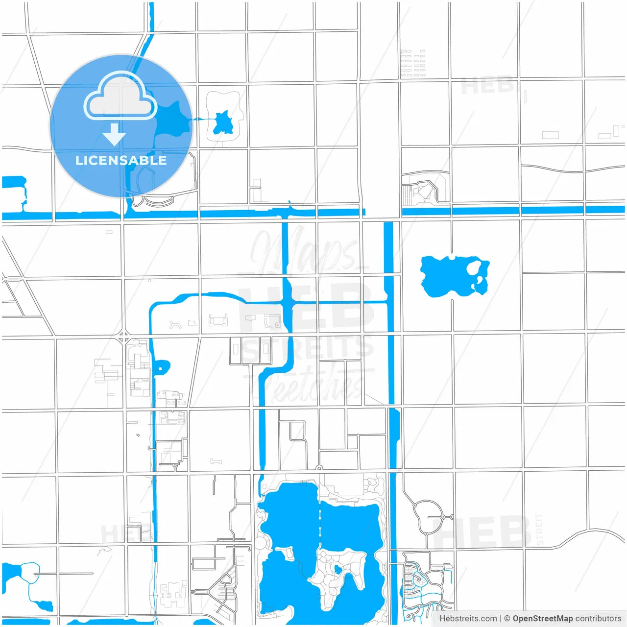 Dongying, Shandong, China, city map with high resolution roads.