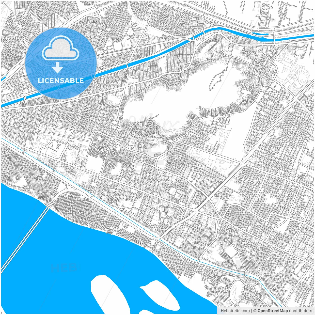 Vijayawada, Andhra Pradesh, India, city map with high resolution roads.