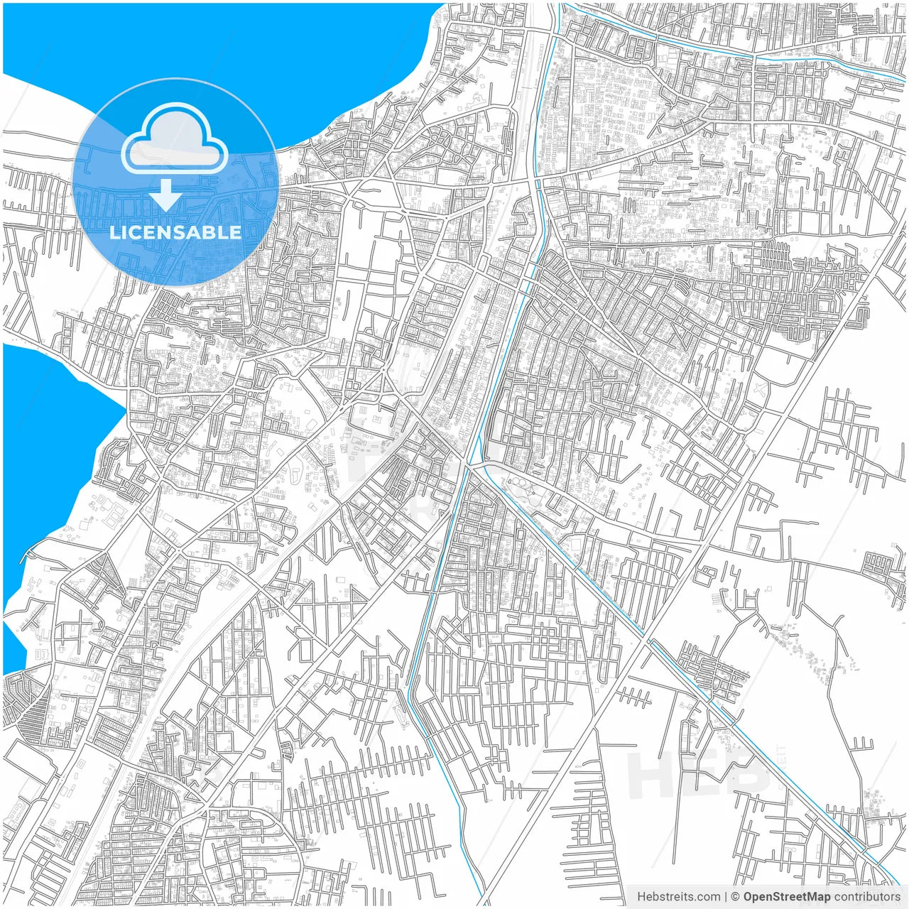 Nellore, Andhra Pradesh, India, city map with high resolution roads.