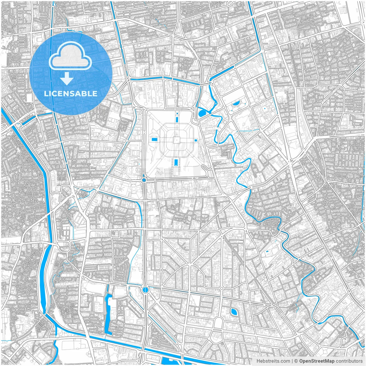 Central Jakarta, Indonesia, city map with high resolution roads.