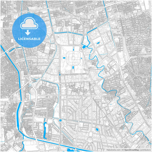 Central Jakarta, Indonesia, city map with high resolution roads.