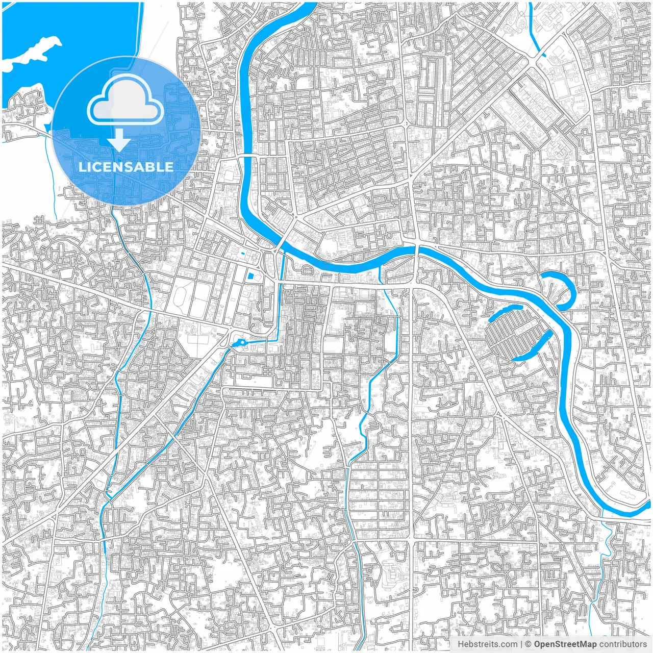 Banda Aceh, Aceh, Indonesia, city map with high resolution roads.