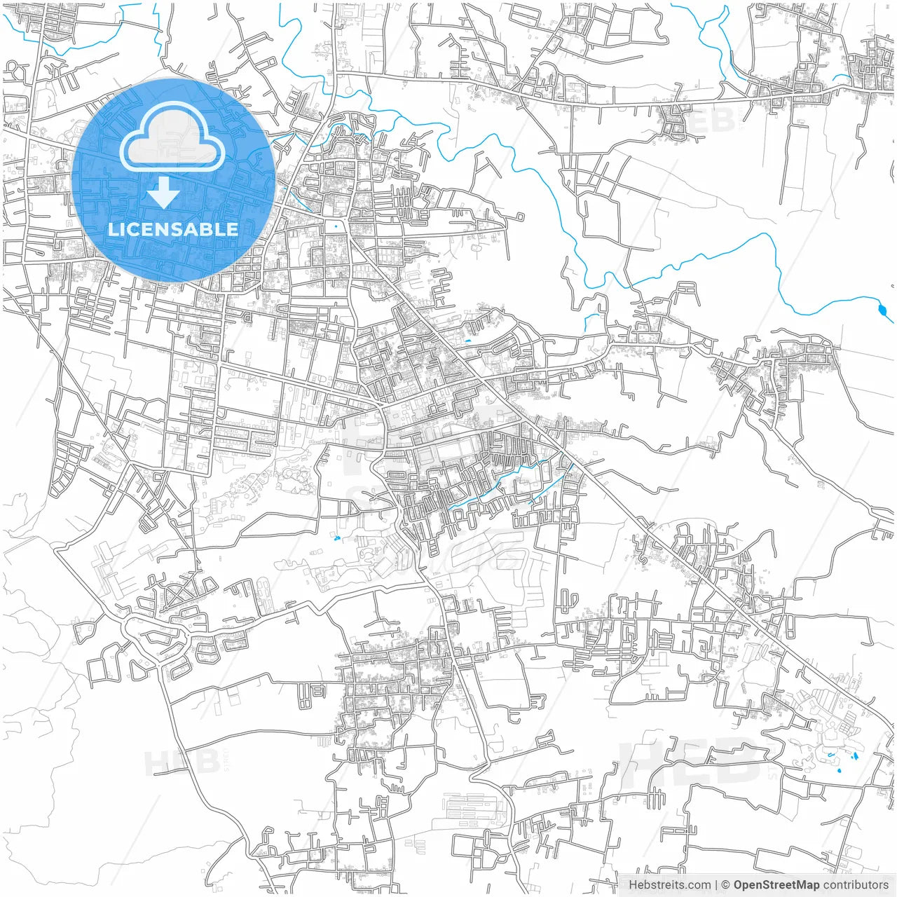 Batu, East Java, Indonesia, city map with high resolution roads.