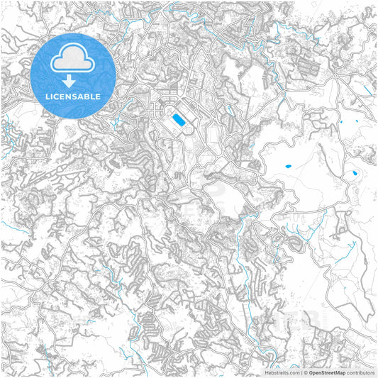 Baguio, Benguet, Philippines, city map with high resolution roads.