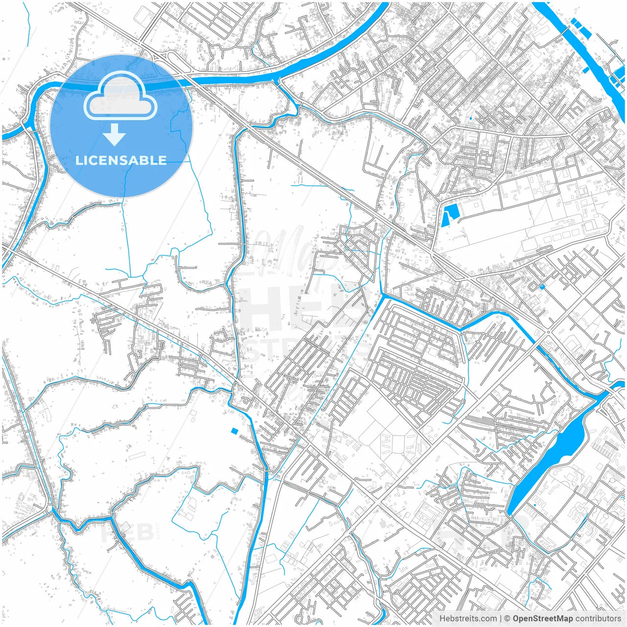 Cantho, Cần Thơ, Vietnam, city map with high resolution roads.