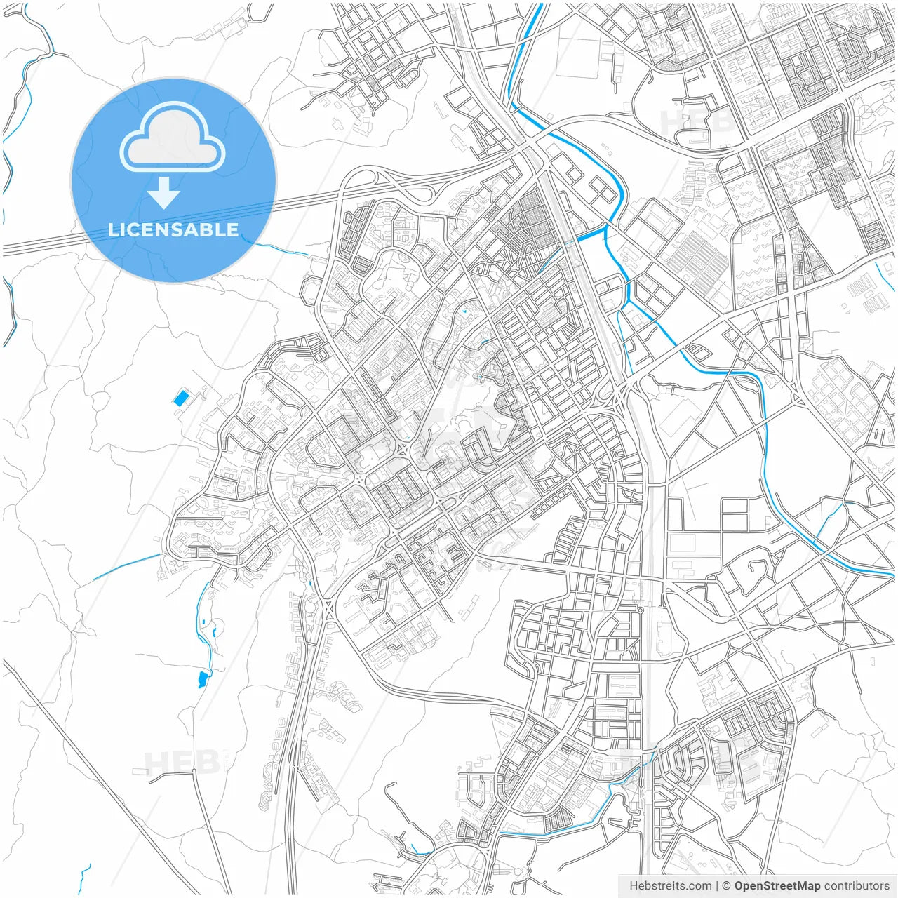 Gunpo, Gyeonggi, South Korea, city map with high resolution roads.