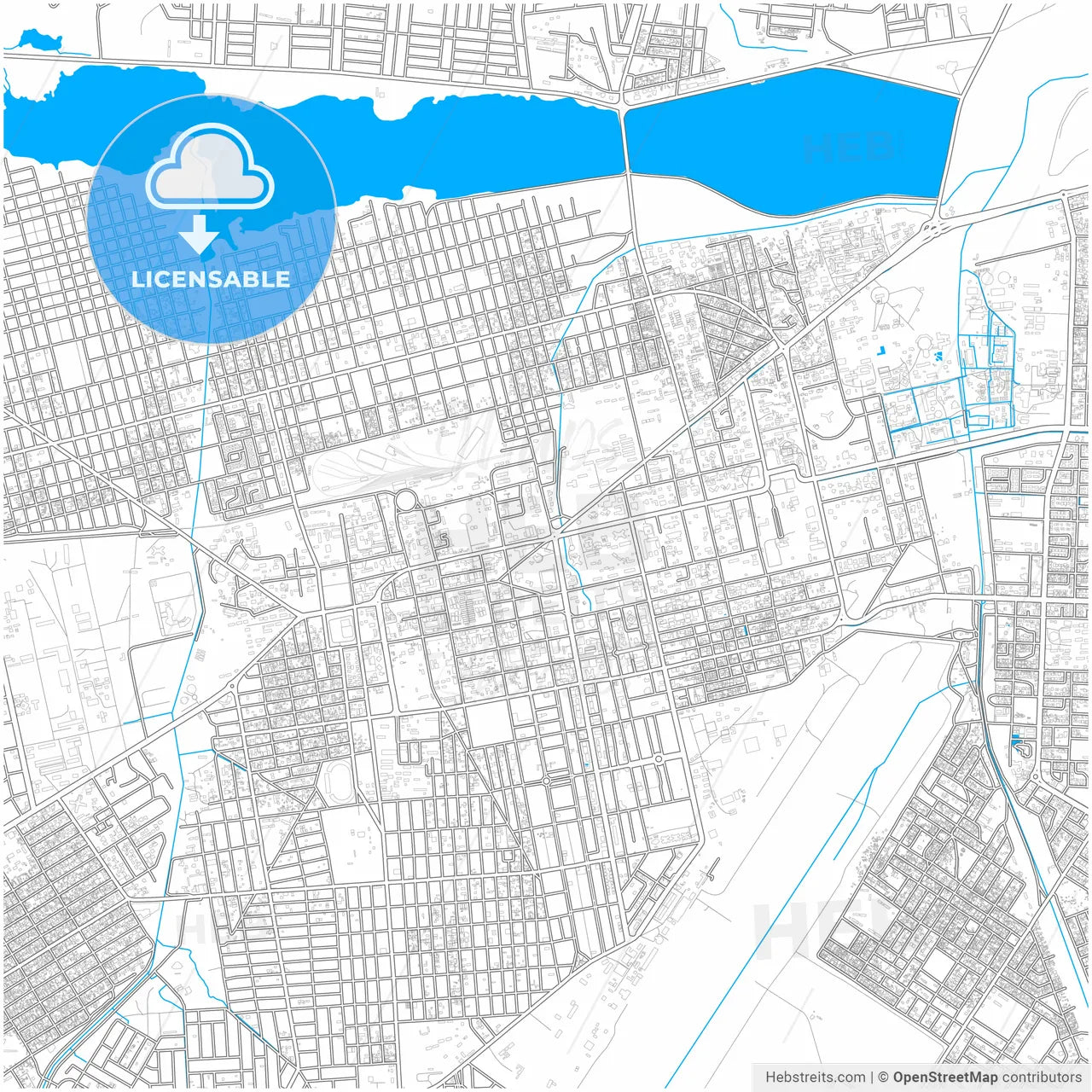 Ouagadougou, Burkina Faso, city map with high resolution roads.