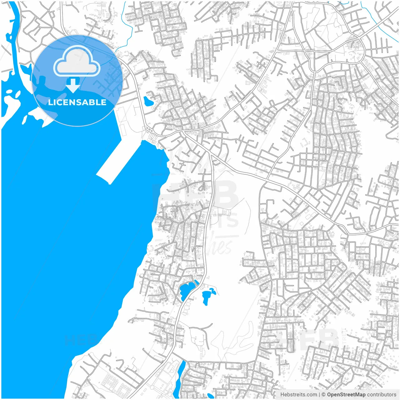 Ebute Ikorodu, Nigeria, city map with high resolution roads.