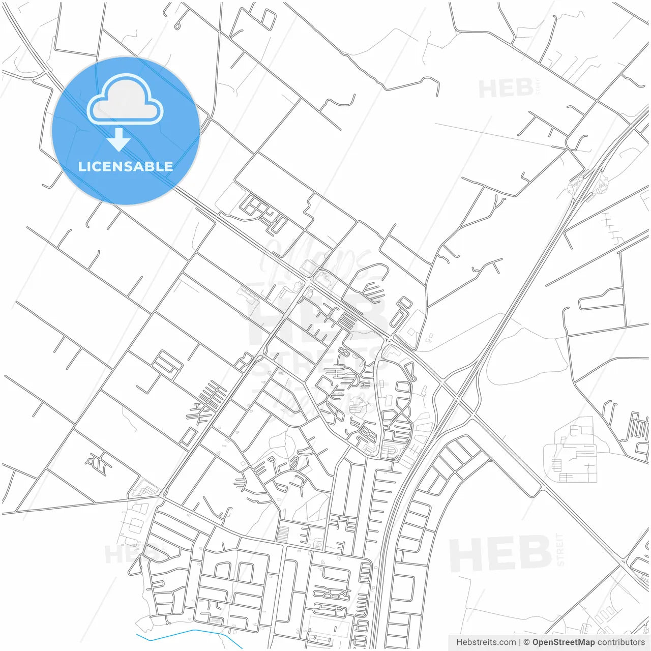 Bloemfontein, South Africa, city map with high resolution roads.