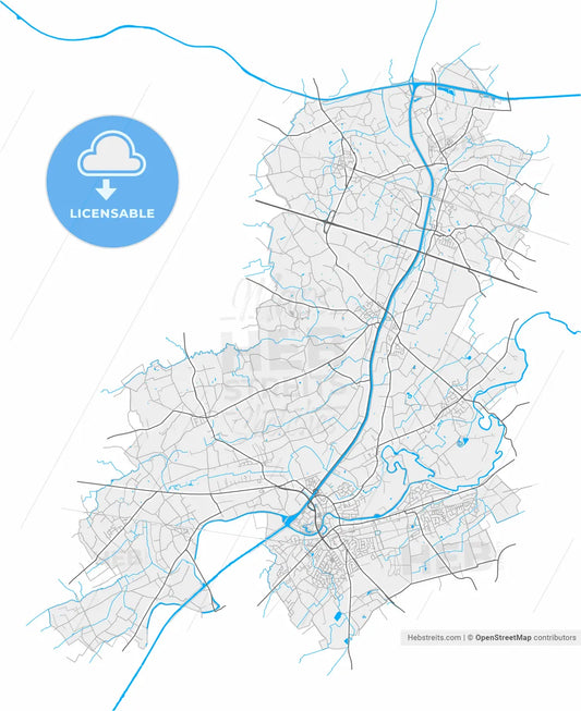 Deinze, East Flanders, Belgium, high resolution vector map - Instant download PDF and JPG