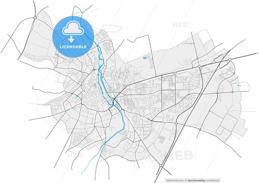 Chartres, Eure-et-Loir, France, high resolution vector map - Instant download PDF and JPG