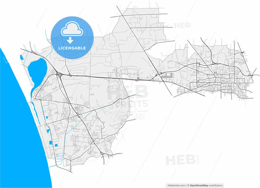 Giugliano in Campania, Campania, Italy, high resolution vector map - Instant download PDF and JPG