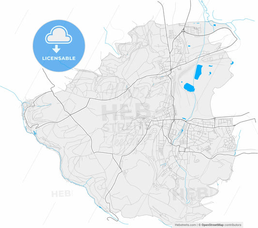 Differdange, Esch-sur-Alzette, Luxembourg, high resolution vector map - Instant download PDF and JPG