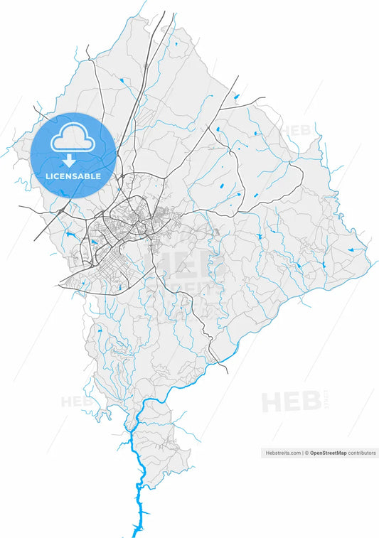 Castelo Branco, Castelo Branco, Portugal, high resolution vector map - Instant download PDF and JPG