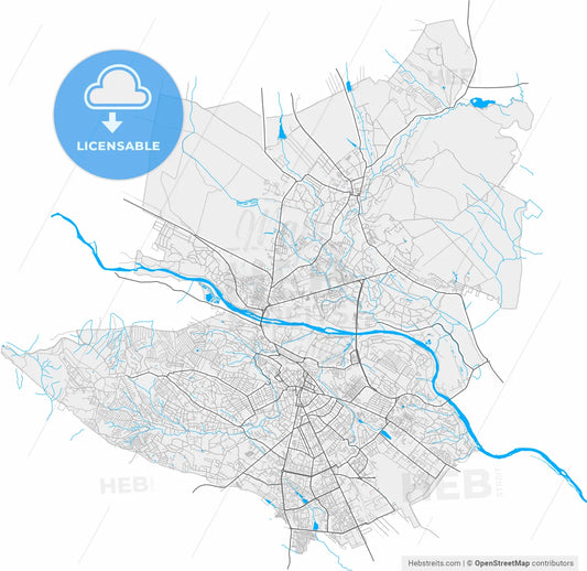 Chernivtsi, Chernivtsi Oblast, Ukraine, high resolution vector map - Instant download PDF and JPG