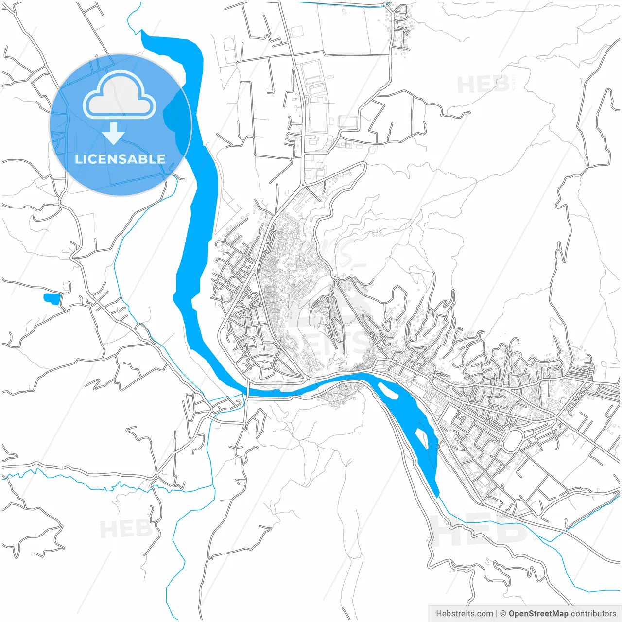 Berat, Albania, city map with high resolution roads.