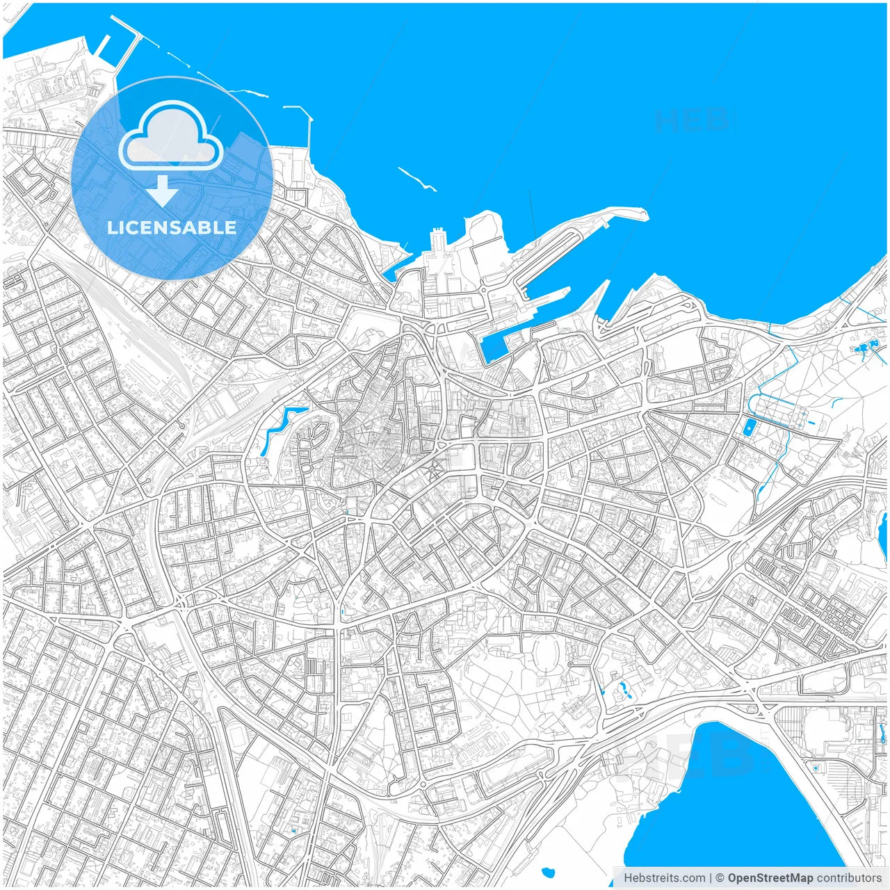Tallinn, Harju, Estonia, city map with high resolution roads.